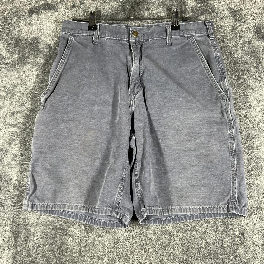 Carhartt Shorts Mens 33 Gray Cargo Canvas Relaxed Fit Workwear 9 Inseam